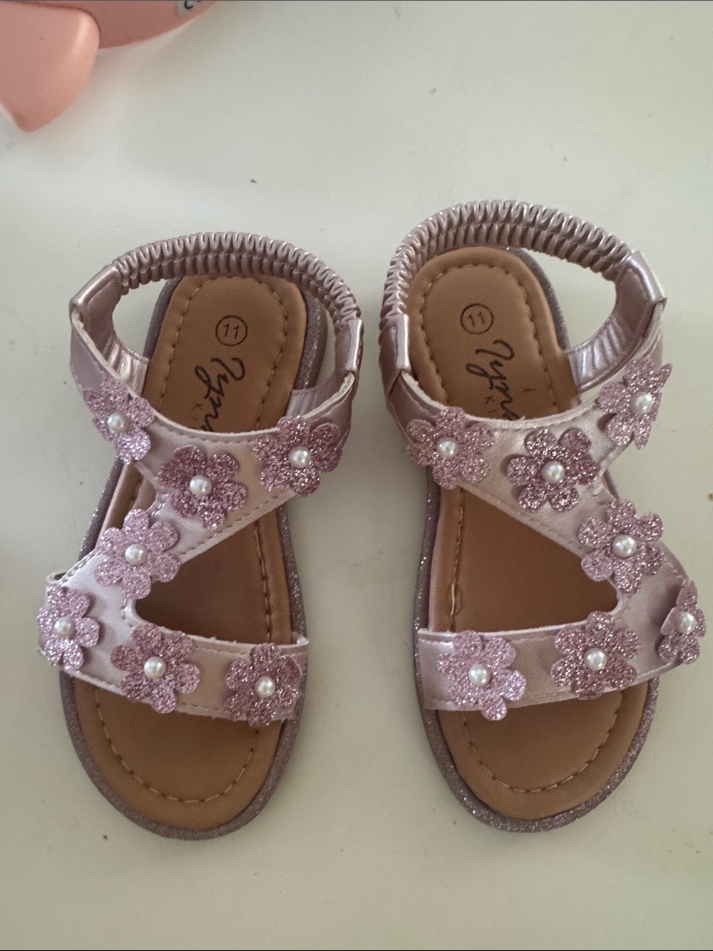 Girls' Floral Pearl Sandals - Pink